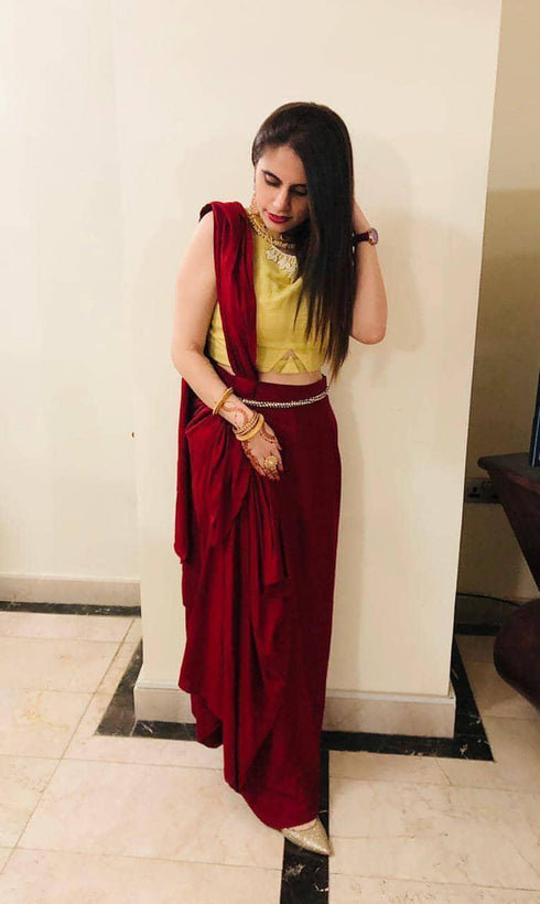 Maroon Drape Skirt - Top Not Included