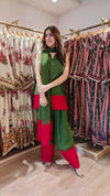 Maroon Green Organza Duppatta Farshi Set - view 2
