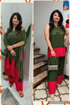 Maroon Green Organza Duppatta Farshi Set - view 8