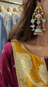 Maroon Jacquard Silk Farshi Set with Potli - view 7