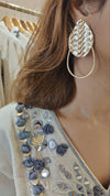 Metallic Drop Hoop Earrings - view 6