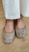 Metallic Gota Mukaish Work Pure Leather Juttis