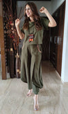 Moss Green 3 Piece Coord Set - Neckpiece included