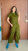 Moss Green 3 Piece Coord Set - Neckpiece included - view 2