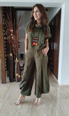 Moss Green 3 Piece Coord Set - Neckpiece included