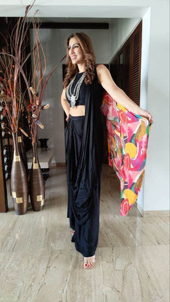 Multiple Ways Drape Sari - Sleeve Fabric Attached