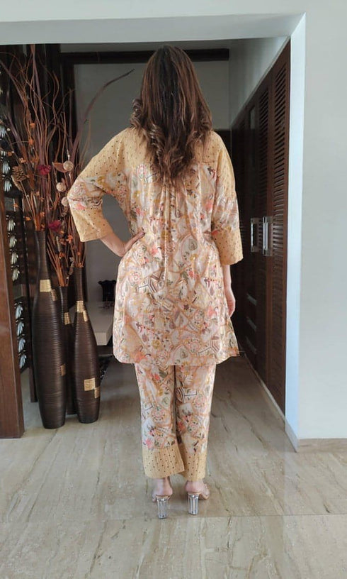 Mustard Cutwork Coord Set