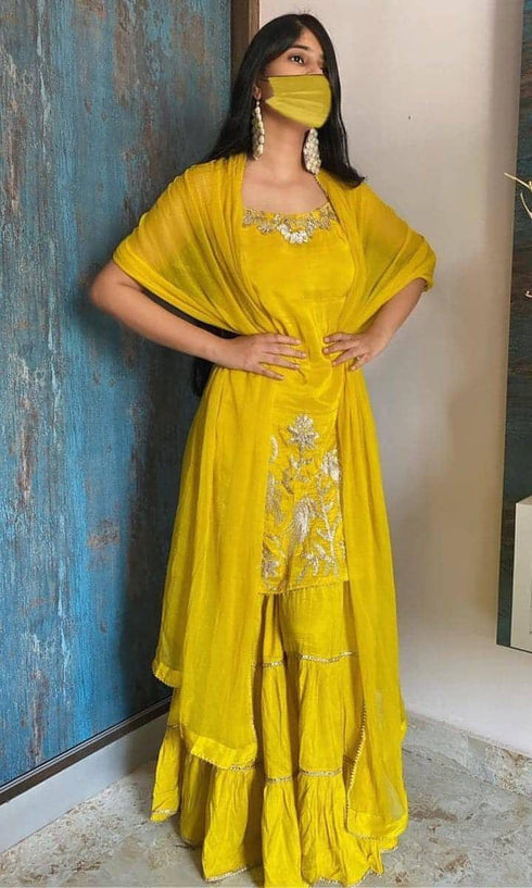 Mustard Sharara Set
