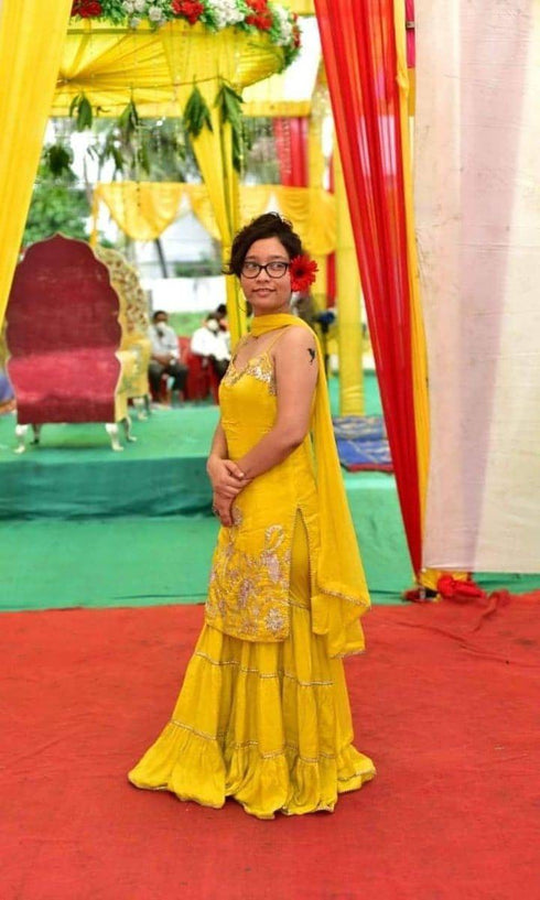 Mustard Sharara Set
