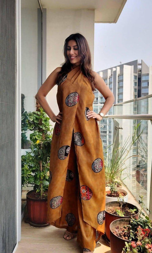 Mustard Tan Sarong Jumpsuit