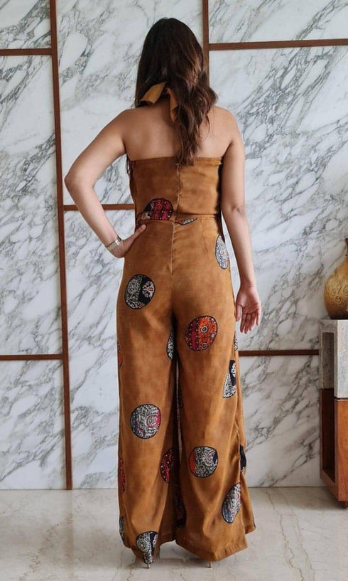 Mustard Tan Sarong Jumpsuit