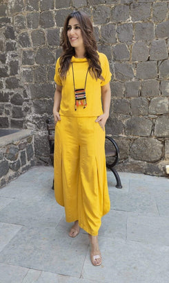 Mustard Yellow 3 Piece Coord Set - Neckpiece included