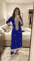 Embroidered Blue Long Yoke Kurta with Pant
