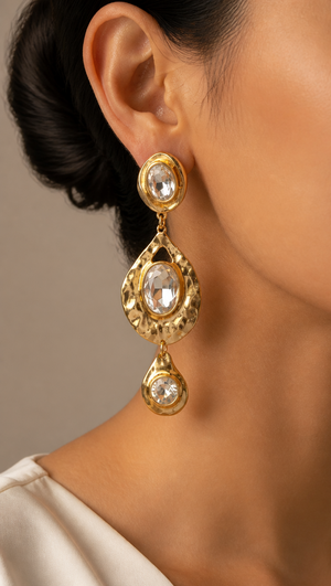 Golden Teardrop Statement Earrings