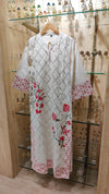 Off White and Pink Rose Kaftan Dress - view 10