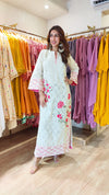 Off White and Pink Rose Kaftan Dress - view 4