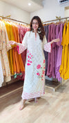 Off White and Pink Rose Kaftan Dress - view 5