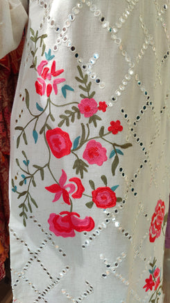 Off White and Pink Rose Kaftan Dress - view 6