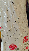 Off White and Pink Rose Kaftan Dress - view 7