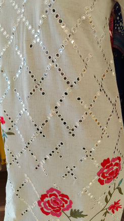Off White and Pink Rose Kaftan Dress - view 7