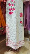 Off White and Pink Rose Kaftan Dress - view 8