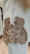 Off White Coord Set with Brown Cutwork and Panel Sleeves - view 4