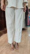 Off White Coord Set with Brown Cutwork and Panel Sleeves - view 5