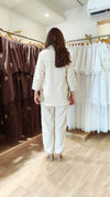 Off White Coord Set with Brown Cutwork and Panel Sleeves - view 8