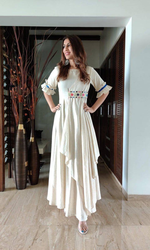 Off White Drape Dress