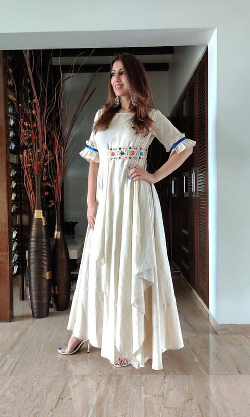 Off White Drape Dress