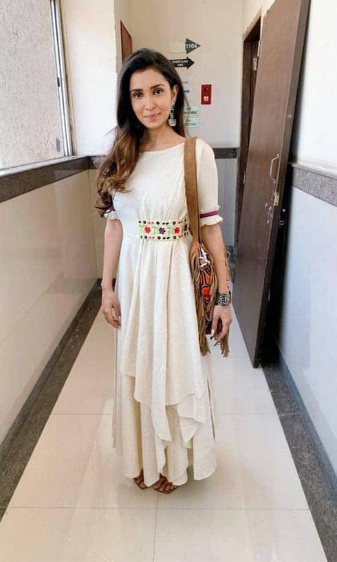 Off White Drape Dress