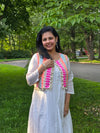 Off White Drape gown with Neon Jacket - DC Mumbai - view 20