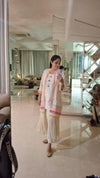 Off White Drape gown with Neon Jacket - DC Mumbai - view 23