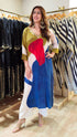 Olive And Blue Abstract Kurta Pant Set