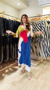 Olive And Blue Abstract Kurta Pant Set - view 2