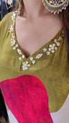 Olive And Blue Abstract Kurta Pant Set - view 5