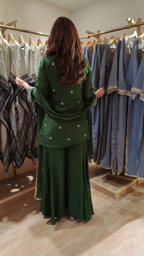 Olive Green Sharara Set - view 5