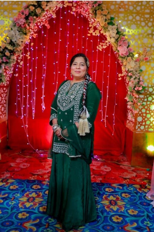 Olive Green Sharara Set - view 8