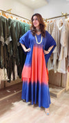 Ombre Blue Peach Dress With Cape - view 2