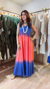 Ombre Blue Peach Dress With Cape - view 5