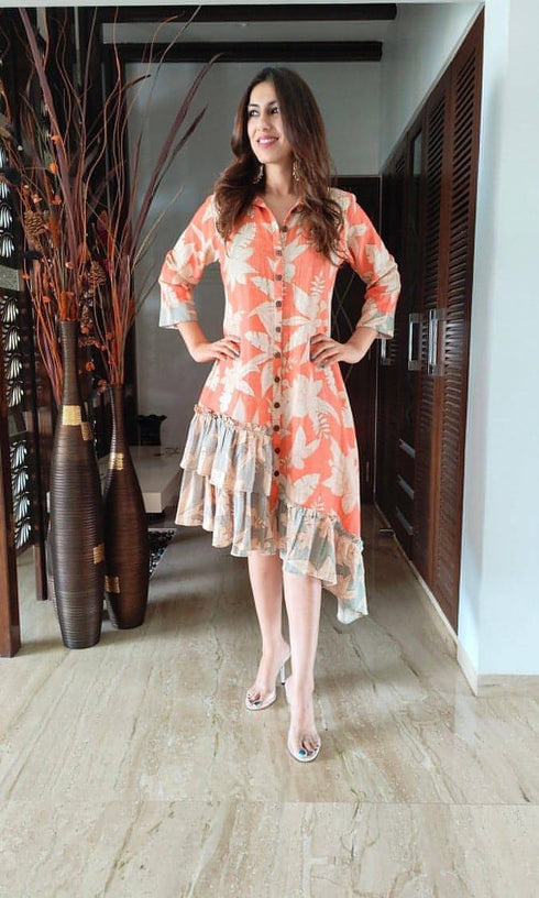 Orange Flower Dress