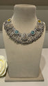 Oxidised Choker with Green & Yellow Stones - view 4