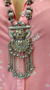 Oxidised Pendant Necklace with Chain Tassels - view 4