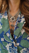 Oxidized Flower Necklace Set - view 6