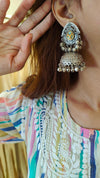 Oxidized Silver Jhumka Earrings