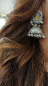 Oxidized Silver Jhumka Earrings - view 11