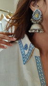 Oxidized Silver Jhumka Earrings - view 12