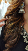Oxidized Silver Jhumka Earrings - view 14