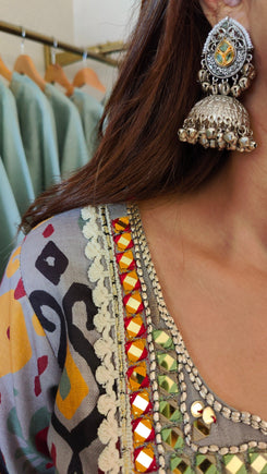 Oxidized Silver Jhumka Earrings - view 4