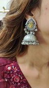 Oxidized Silver Jhumka Earrings - view 8
